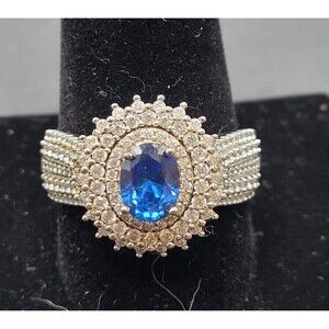 JTV Bella Luce(R) 4.24 CT Blue Sapphire & White Diamond Simulants, Rhodium